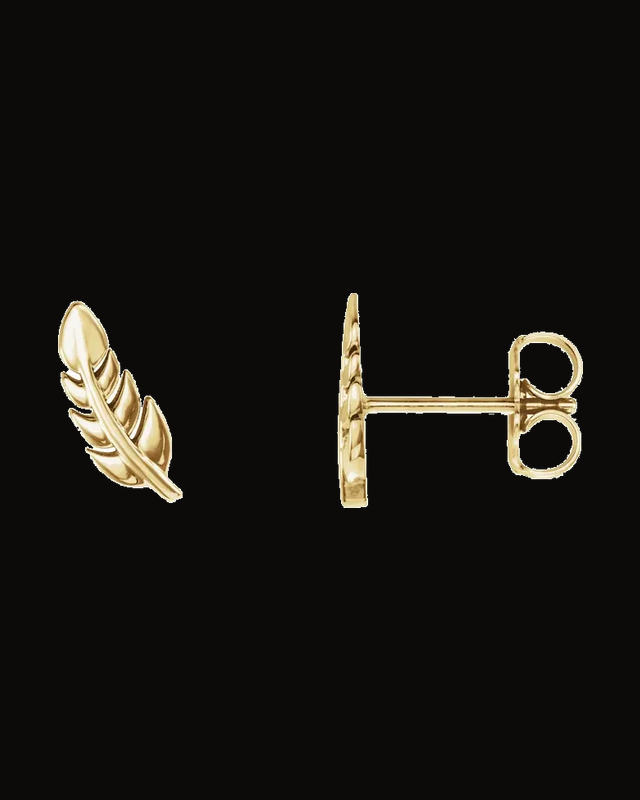 Leaf Earrings — 14K Yellow Gold