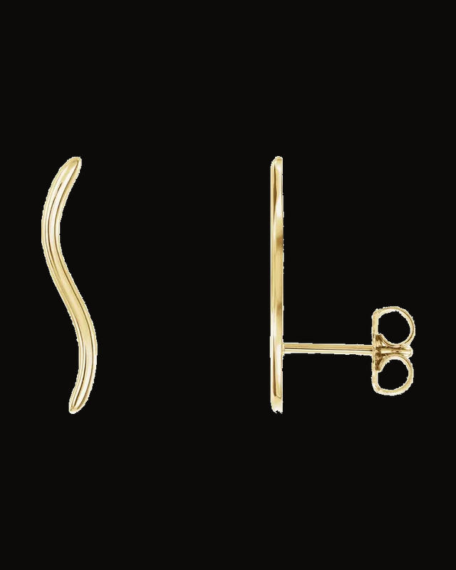 Wavy Ear Climbers — 14K Yellow Gold