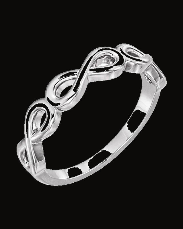 Stackable Infinity-Inspired Ring — Rhodium-Plated on 14K White Gold · 1.51 mm
