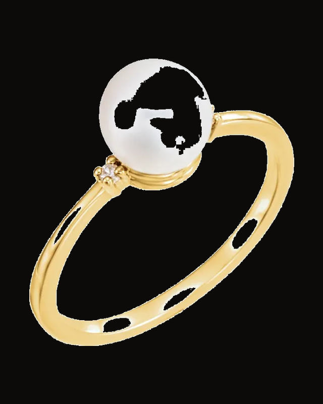 Cultured White Freshwater Pearl And 0.02 CTW Natural Diamond Ring — 14K Yellow Gold · 1.51 mm
