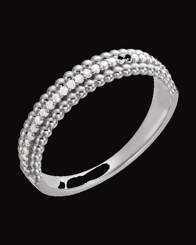 1/6 CTW Natural Diamond Beaded Ring — Sterling Silver · 1.85 mm