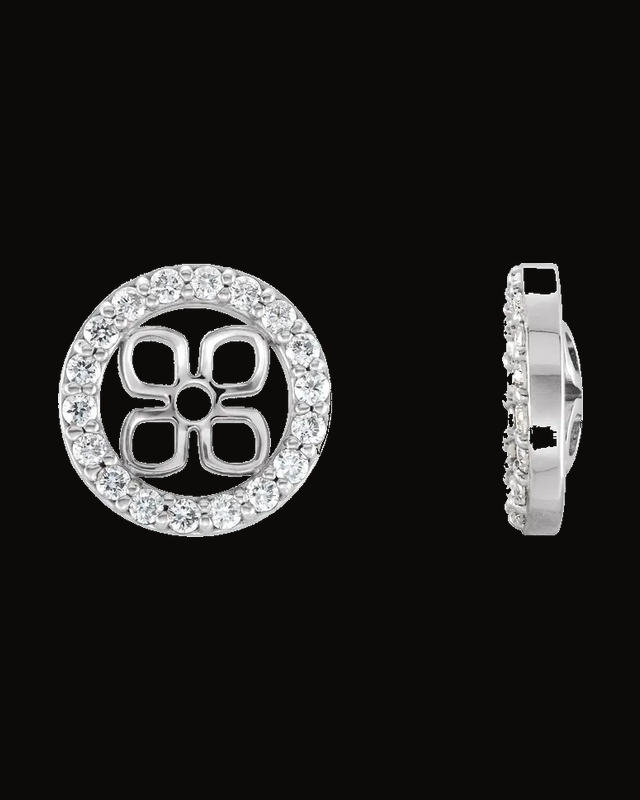 Halo-Style Earring Jackets — Rhodium-Plated on 14K White Gold · 1 mm