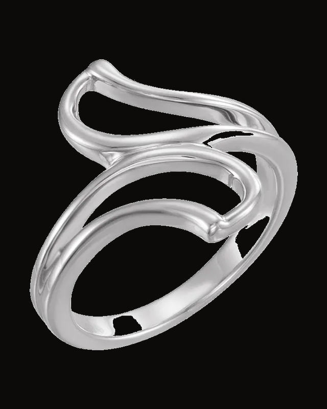 Freeform Ring Remount — Rhodium-Plated on 14K White Gold · 17 mm