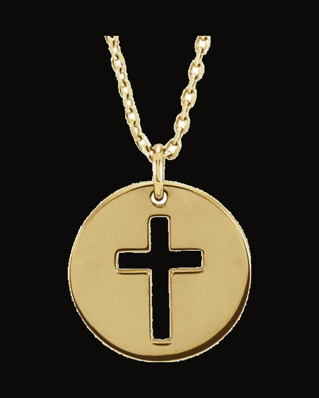 Pierced Cross Disc Necklace