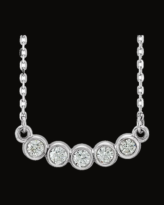 Five-Stone Bezel-Set Necklace or Center — 14K White / Yellow Gold · 1/3 CTW