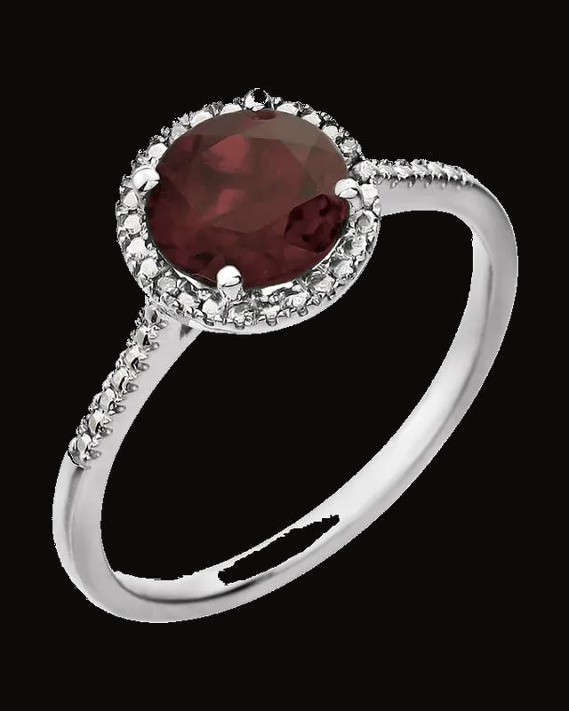 Halo-Style Birthstone Ring — Rhodium-Plated on Sterling Silver · 2.1 mm