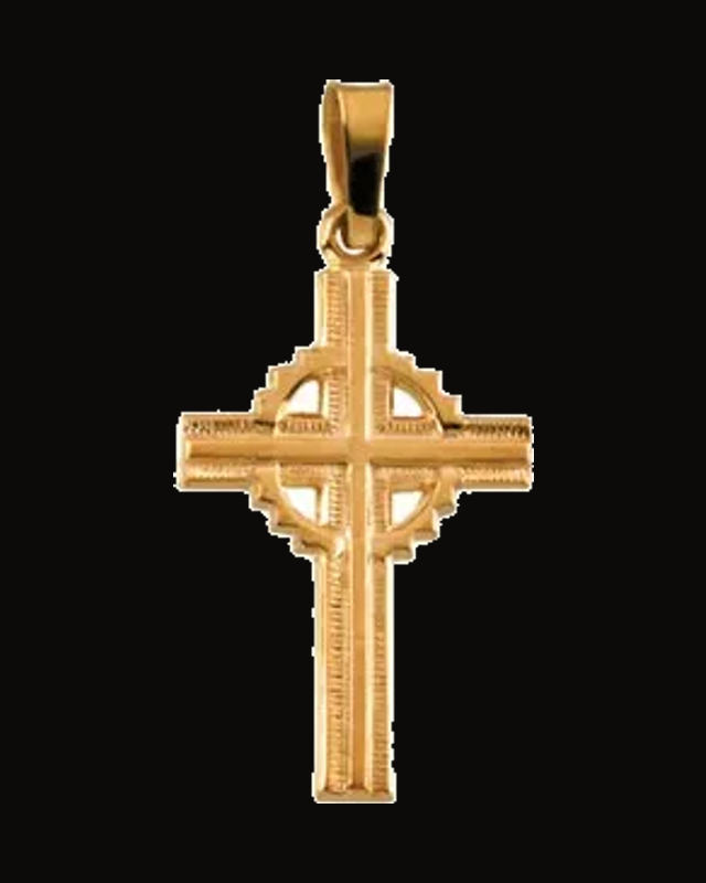 Celtic-Inspired Cross Pendant — 14K Yellow Gold