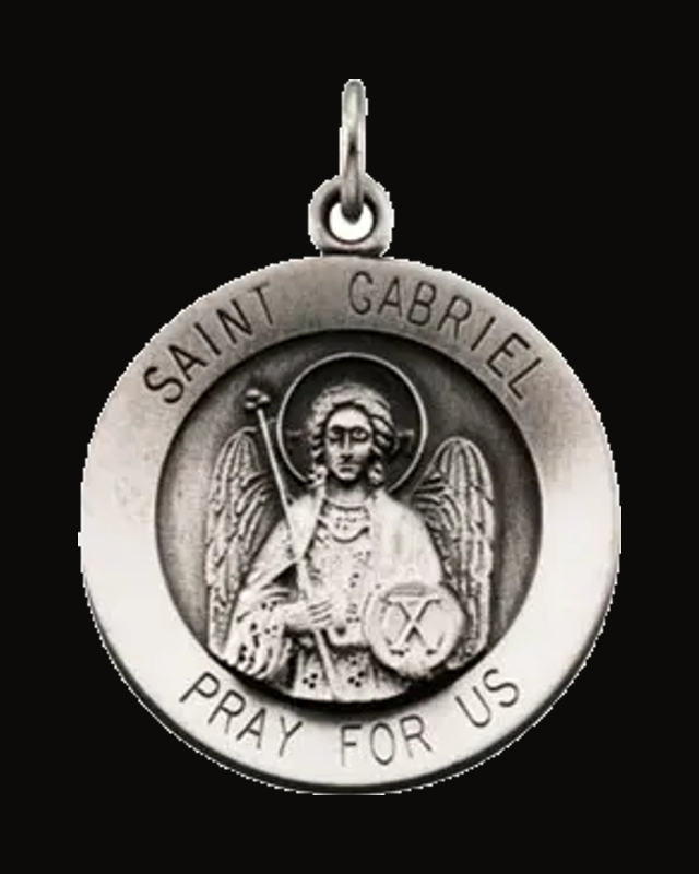 St. Gabriel Medal Necklace or Pendant — Rhodium-Plated on Sterling Silver
