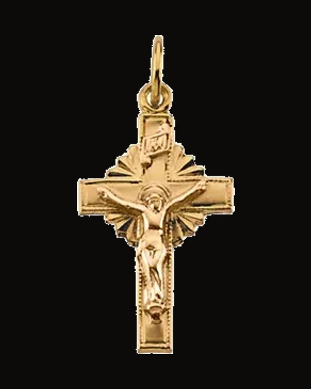Hollow Crucifix Pendant — 14K Yellow Gold