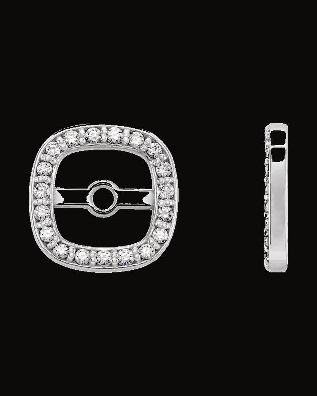 Cushion Frame Halo-Style Earring Jackets — Rhodium-Plated on 14K White Gold