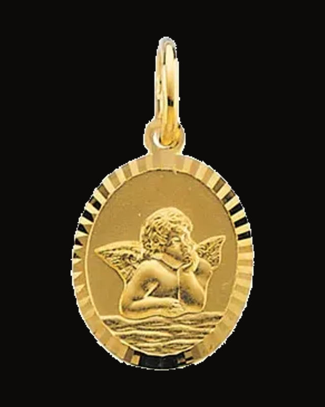 Oval Angel Medal — 14K Yellow Gold