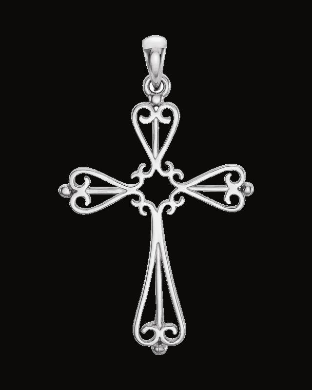 Sculptural Cross Pendant — Sterling Silver