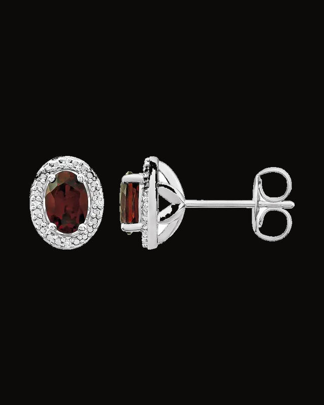 Oval 4-Prong Halo-Style Earrings — Sterling Silver · 0.025 CTW