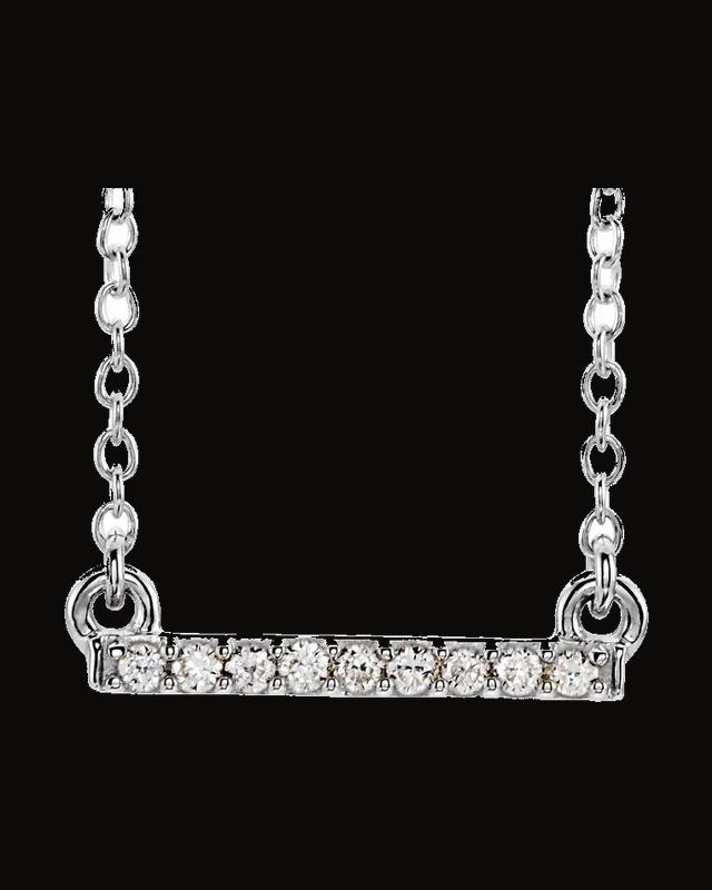0.07 CTW Petite Natural Diamond Bar Necklace — Rhodium-Plated on 14K White Gold