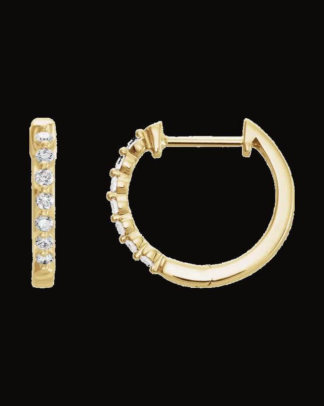 1/5 CTW Natural Diamond Hoop Earrings — 14K Yellow Gold