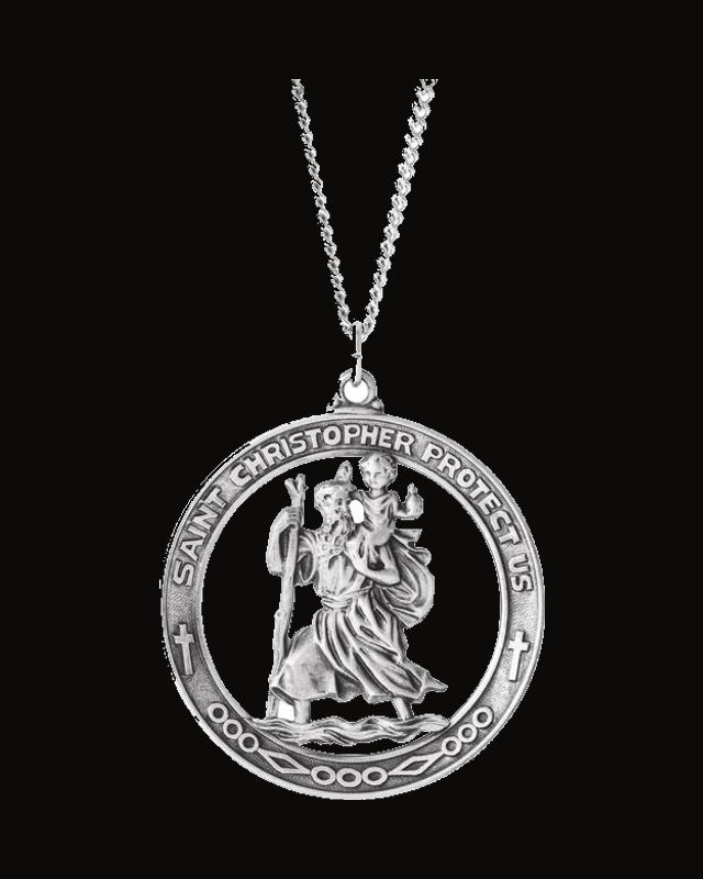 St. Christopher Medal Necklace or Pendant — Sterling Silver
