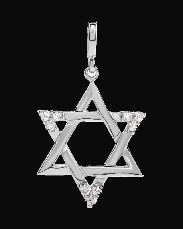 1/10 CTW Natural Diamond Star Of David Pendant — Rhodium-Plated on 14K White Gold