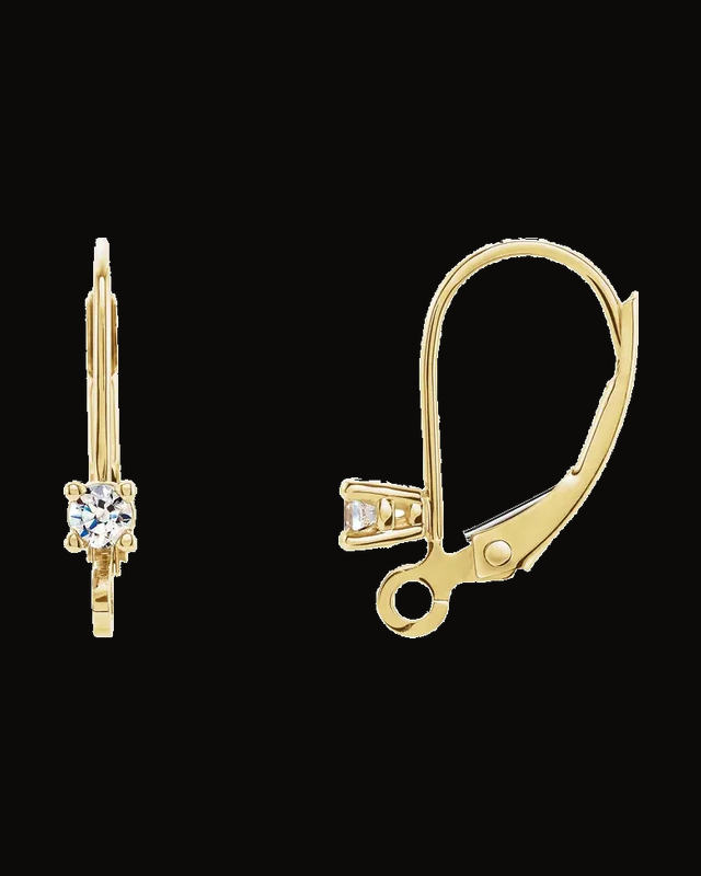 Accented Lever Back Earring Top — 14K White / Yellow Gold