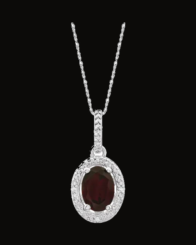 Halo-Style Necklace — Rhodium-Plated on Sterling Silver · 0.01 CTW