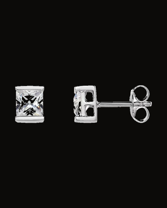 Imitation White Cubic Zirconia Earrings — Sterling Silver · 5 x 5 mm