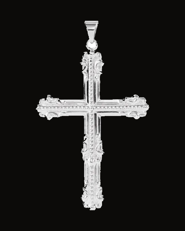 Large Fancy Cross Pendant — Sterling Silver