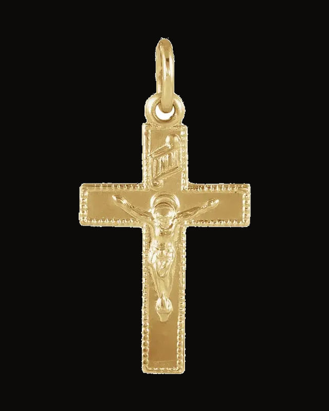 Youth Crucifix Pendant — 14K Yellow Gold