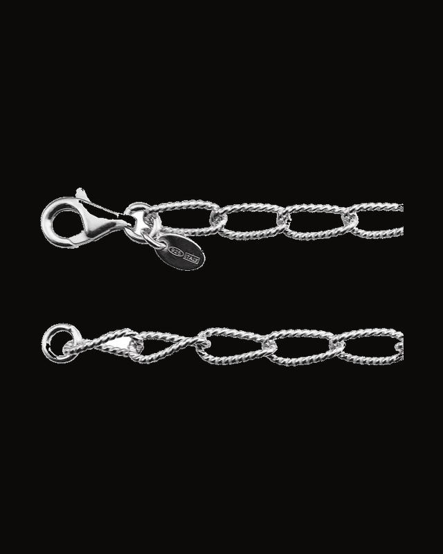 4.5 mm Knurled Curb Chain — Silver-Plated on Sterling Silver