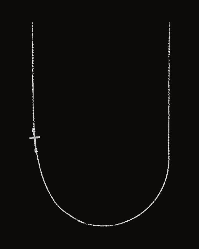 0.04 CTW Natural Diamond Off-Center Sideways Cross Necklace — 14K White / Yellow Gold