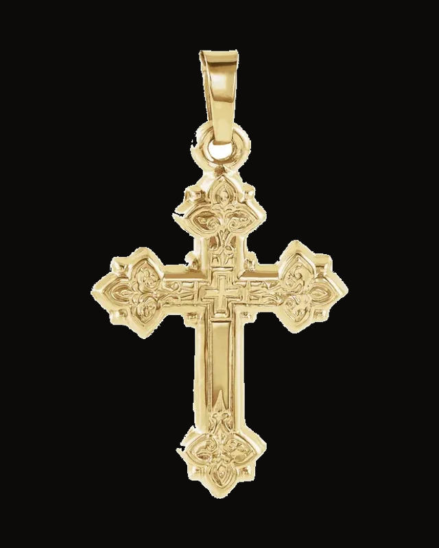 Hollow Cross Pendant — 14K Yellow Gold