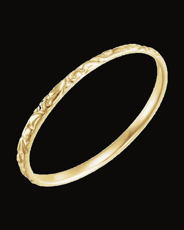 Youth Etched Ring — 14K White / Yellow Gold · 1.1 mm · Size 3