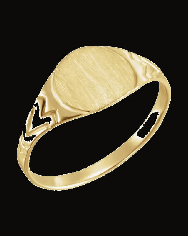 Round Youth Signet Ring — 14K Yellow Gold · 1.46 mm