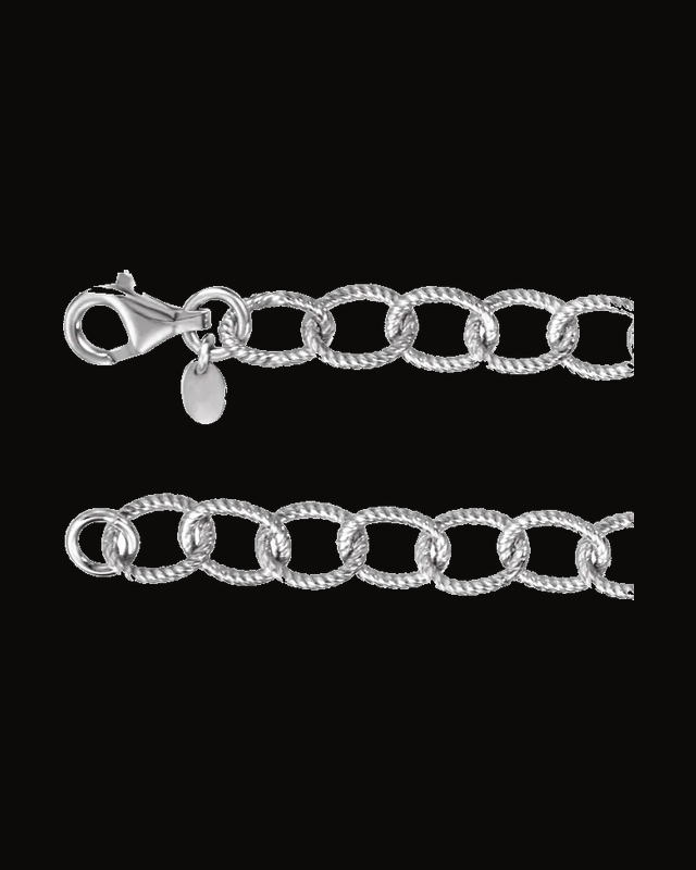 8 mm Knurled Cable Chain — Silver-Plated on Sterling Silver
