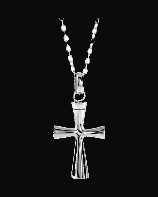 Cross Ash Holder Necklace or Pendant — Rhodium-Plated on Sterling Silver