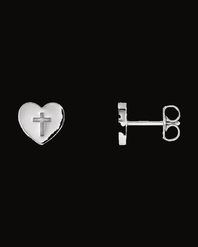 Heart And Cross Earrings — Sterling Silver
