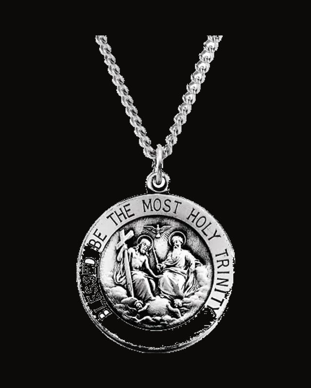 Holy Trinity Medal Necklace or Pendant — Rhodium-Plated on Sterling Silver