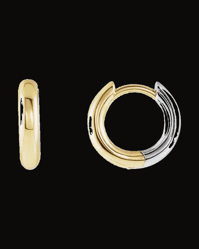 Hinged Hoop Earrings — 14K Yellow & White Gold