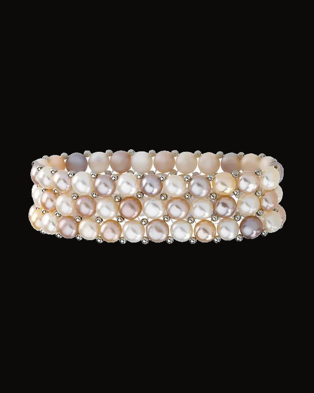 Cultured Freshwater Pearl Strand Bracelet — Sterling Silver