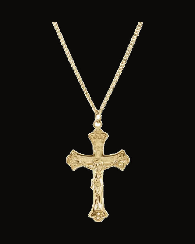 Crucifix Necklace — 24K Gold-Plated on 24K Yellow Gold-Plated