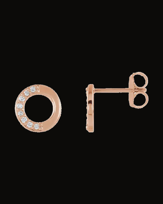 0.07 CTW Natural Diamond Stud Earrings With Backs — 14K Rose Gold