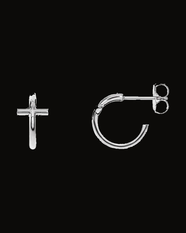 Cross Hoop Earrings — Sterling Silver