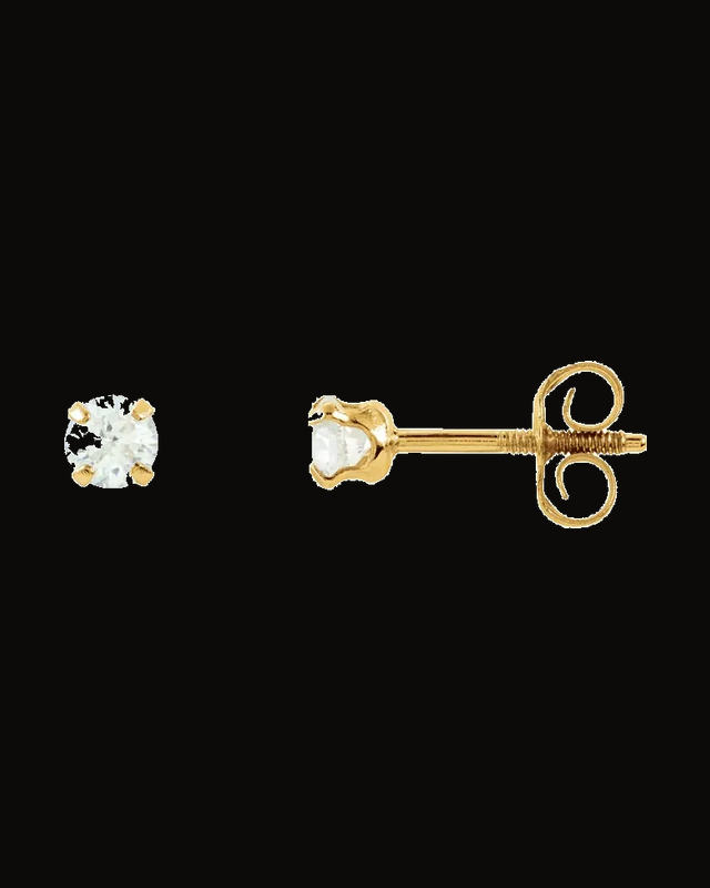 Round 4-Prong Youth Stud Earrings — 14K Yellow Gold · 3 mm