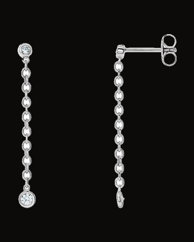 1/5 CTW Natural Diamond Chain Earrings — 14K White / Yellow Gold
