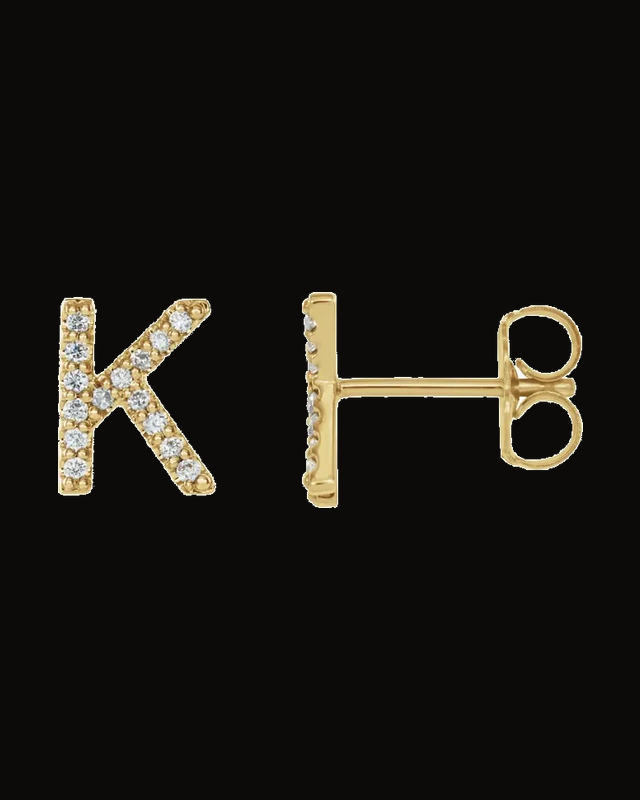 0.05 CTW Natural Diamond Initial Earring — 14K White / Yellow Gold