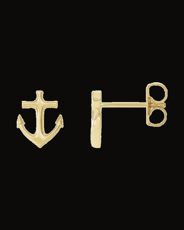 Anchor Earrings — 14K Yellow Gold