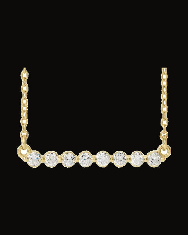 Accented Bar Necklace or Center — 14K Yellow Gold · 1/4 CT