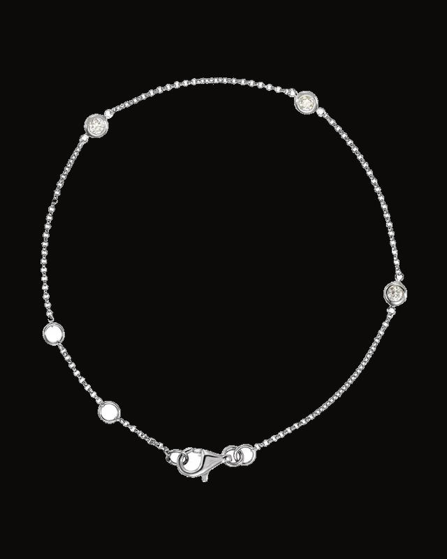 1/6 CTW Natural Diamond Bezel-Set 3-Station Bracelet — 14K Yellow / White Gold