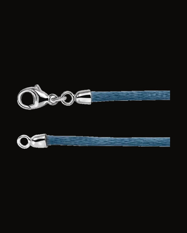 2.25 mm Light Blue Silk Cord Necklace — Silver-Plated on Sterling Silver
