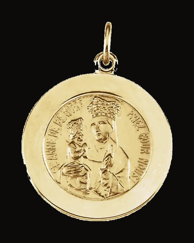 Round St. Anne De Beaupre Medal — 14K Yellow Gold