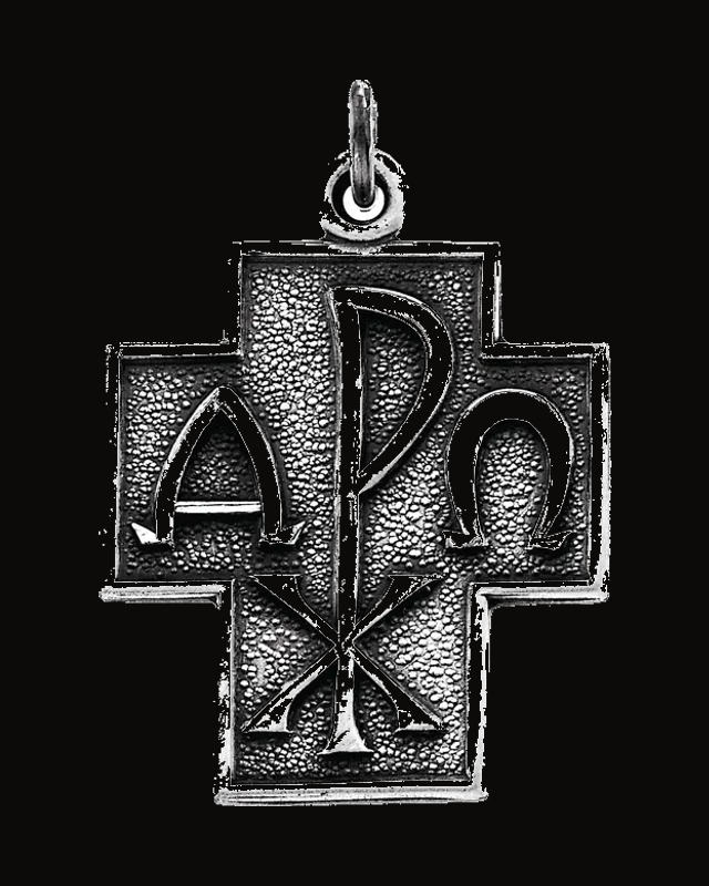 Alpha Omega Cross Necklace — Rhodium-Plated on Sterling Silver