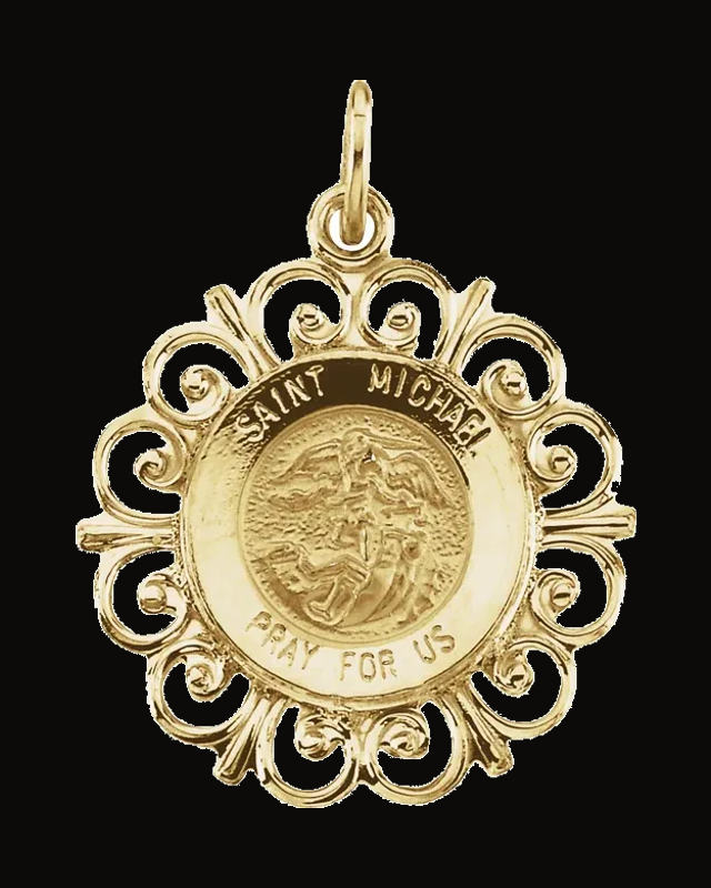 Round St. Michael Medal — 14K Yellow Gold